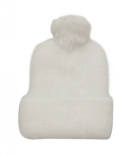 INFANTS NON-EARFLAP KNITTED HATS WHITE