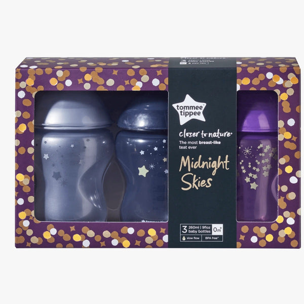 TOMMEE TIPPEE CLOSER TO NATURE - MIDNIGHT SKIES 260ML BOTTLE 3 PACK
