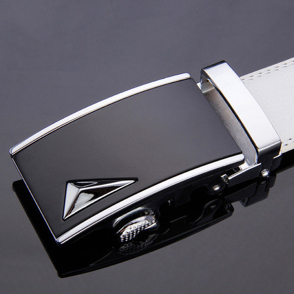 Leather Automatic Buckle Formal Belt - White
