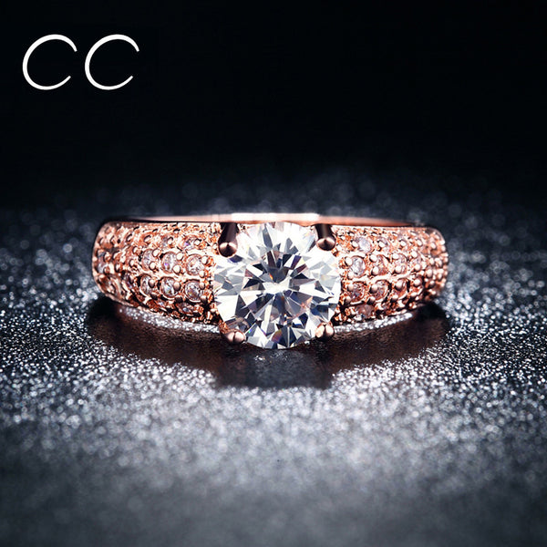 18K Rose Gold Plated Crystal Ring