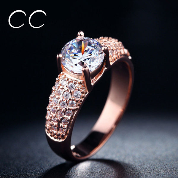 18K Rose Gold Plated Crystal Ring