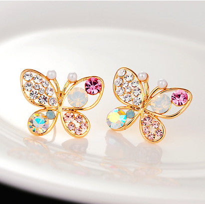 18K Gold Plated Butterfly Stud Earrings