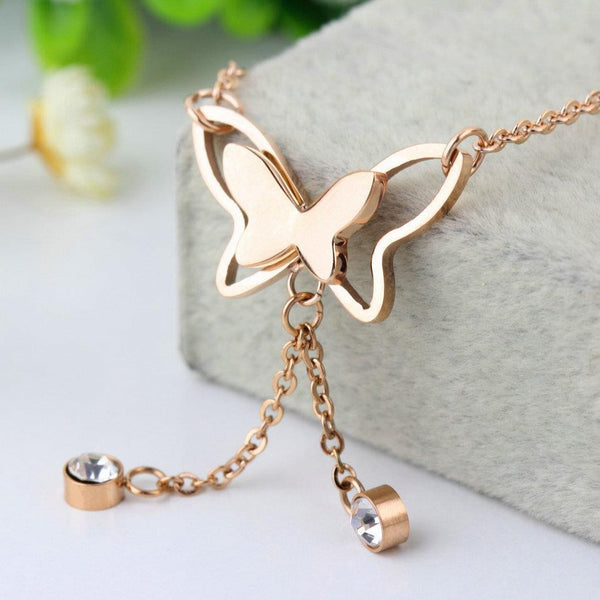 Butterfly Rose Gold Anklet