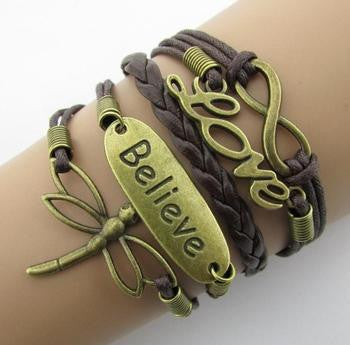 Leather Infinity Bracelets - Love Believe