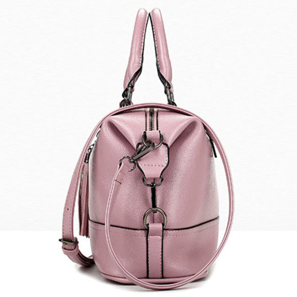 Ladies Cross Body Bucket Handbag - Pink