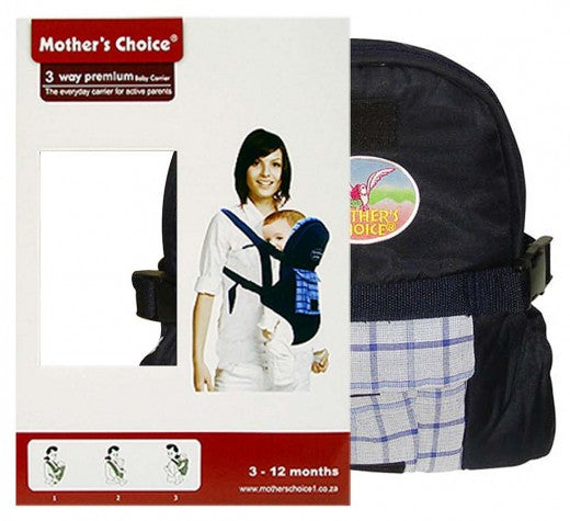 3 Position Baby Carrier - Designed for 3 -12 Months Old - Navy Checked