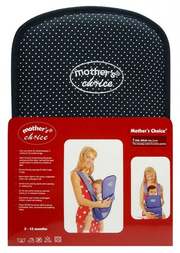 Deluxe 3 Position Baby Carrier - Designed for 3 -12 Months Old - Navy Dots