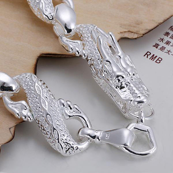 White Dragon Silver Plated Bracelet