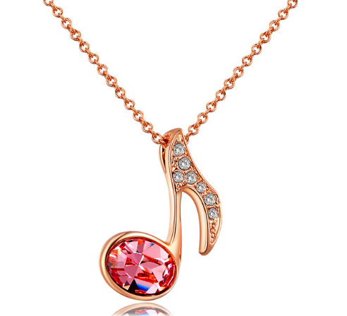 Rose Gold Plated Music Pendent Necklace