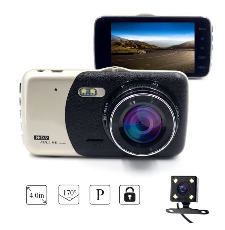 Car Dashcam 4.0 Inch IPS Screen with Full HD 1080P Video and Rear Camera