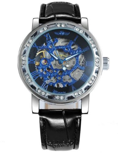 Automatic Skeleton Mechanical Watches Crystal Finish - Blue