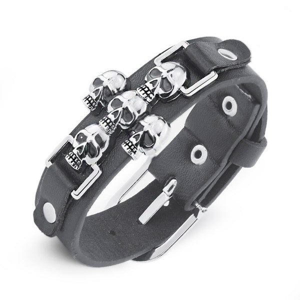 Unisex 5 Skulls Bracelet