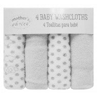 INFANT SOFT FACECLOTHS 4PC - Grey & White