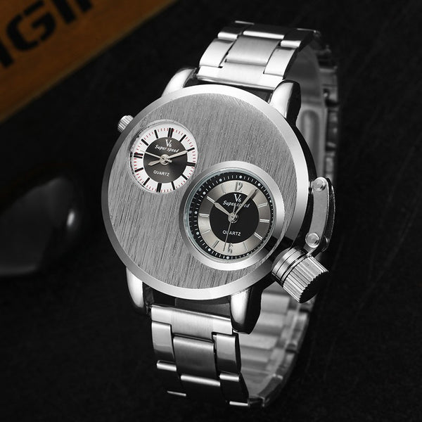 Men's Dual Dial Stainless Steel Watch
