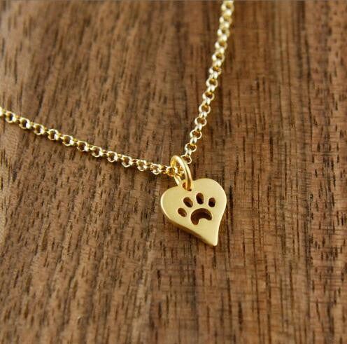 Dog Paw Heart Necklace and Pendant