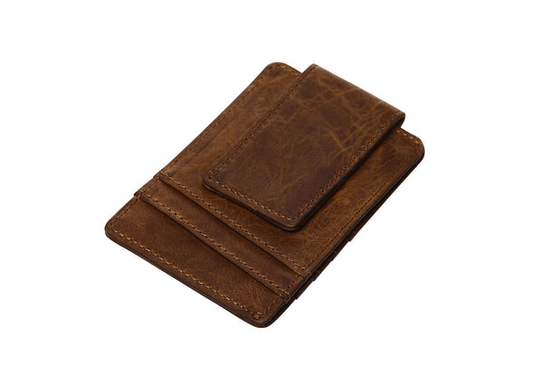 Genuine Leather Vintage Money Clip Wallet