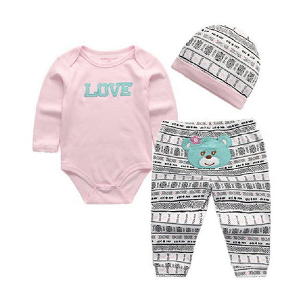 Babies 3pc Romper Pants and Beanie (0-3 months)