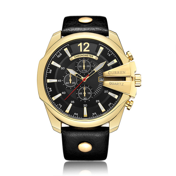 Men's Business Casual Curren Watches - Black Gold