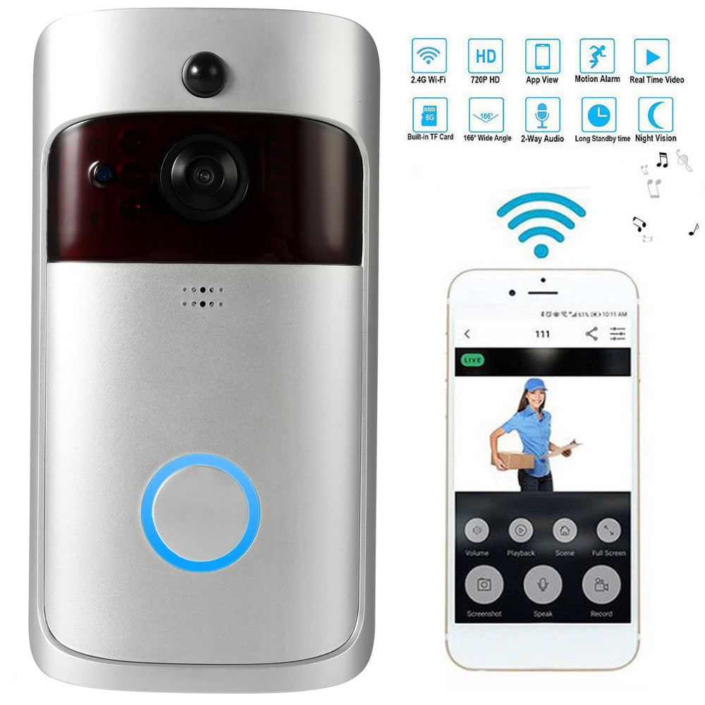 Smart Intercom Wireless Wifi Door Bell with 2 Way Audio - Rings on your mobile phone