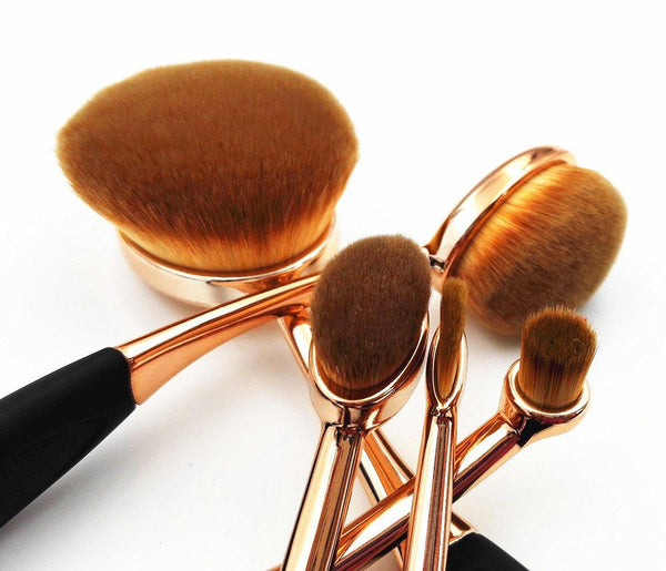 Toothbrush Shape Super Fine Hair Foundation Makeup Brush 10pc Set - Gold/Rose Gold
