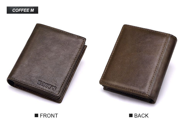 Men's Genuine Leather Everyday Wallet - Coffee Vertical