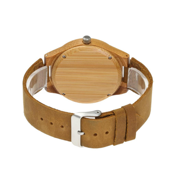 Men's Bamboo Handcrafted Watch - Genuine Leather Belt
