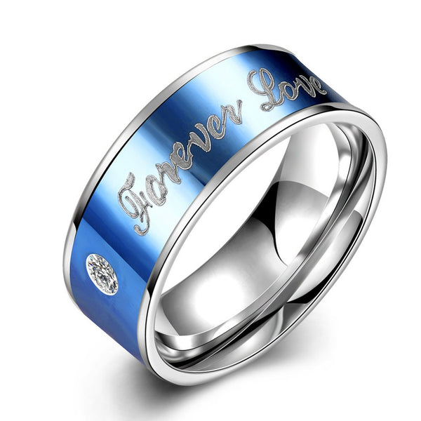 Men's Titanium Stainless Steel Rings - Forever Love Blue