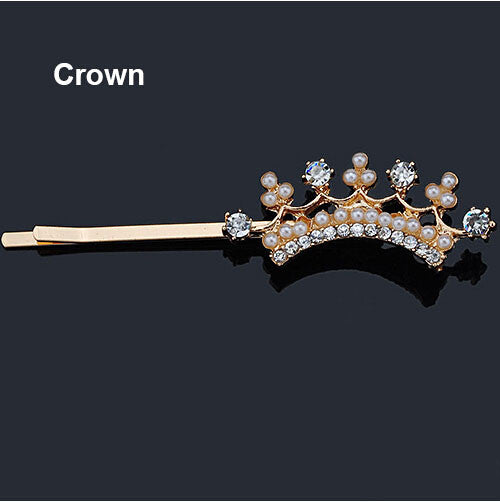 Crystal Rhinestone Hair Clips - Crown
