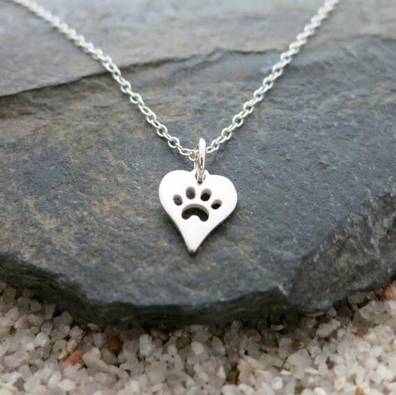 Dog Paw Heart Necklace and Pendant
