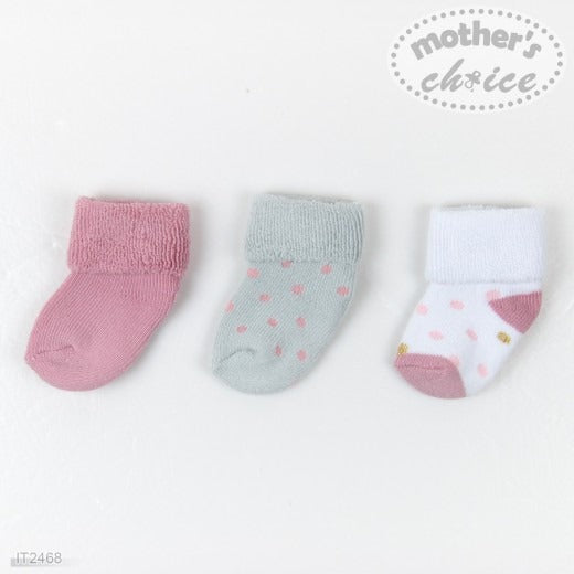 3 Pairs Infant Socks - Pink