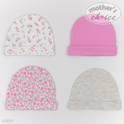 100% COTTON 4 PACK HATS 'Flowers'
