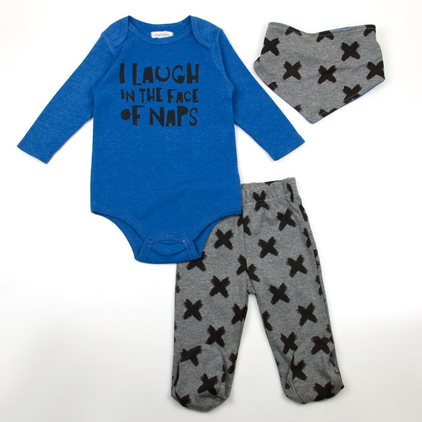 BOYS 3PC SET - I LAUGH IN THE FACE OF NAPS