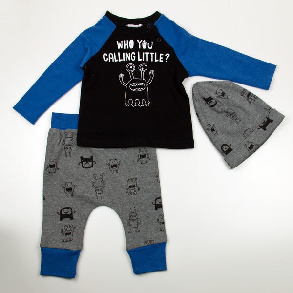 BOYS 3PC SET - WHO YOU CALLING LITTLE MONSTER