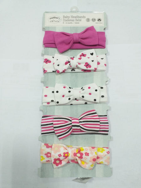 100% COTTON 5PC BABY HEADBAND SETS -BUTTERFLY