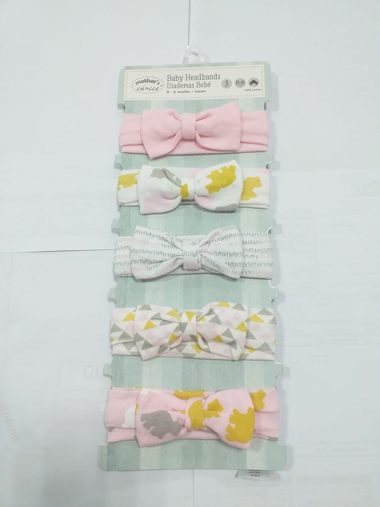 100% COTTON RIB 5PC HEADBAND SETS 'THE SNUGGLE IS REAL'-PINK