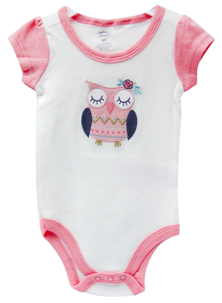 Babies Short Sleeve Rompers - Girls Owl