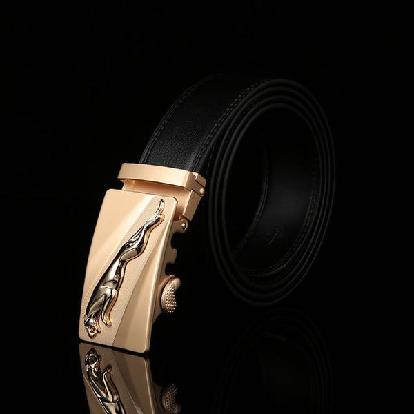 Leather Automatic Buckle Formal Belt - Black