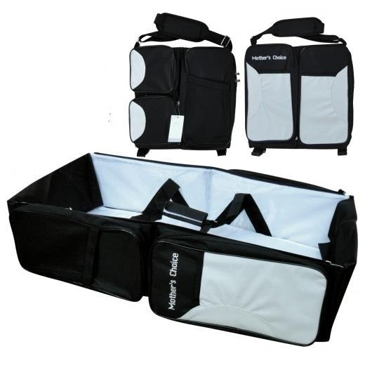 Multifunctional Baby Diaper Bag-Travel Bed - Black