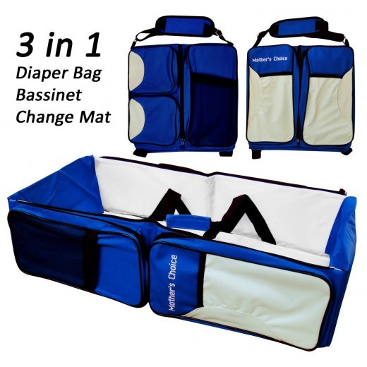Multifunctional Baby Diaper Bag-Travel Bed - Blue