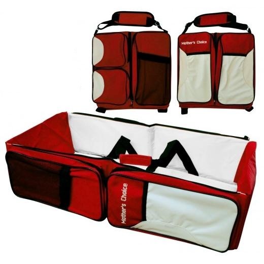 Multifunctional Baby Diaper Bag-Travel Bed - Red