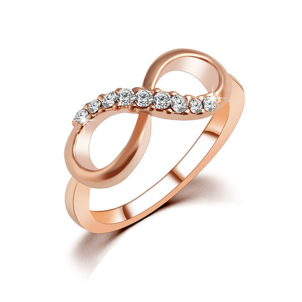 Infinity Crystal Ring Silver/Rose Gold Plated