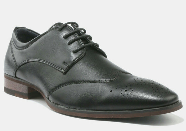 Baldini Formal Lace Up Shoes With Side Gusset And Pin Punch Detail - black