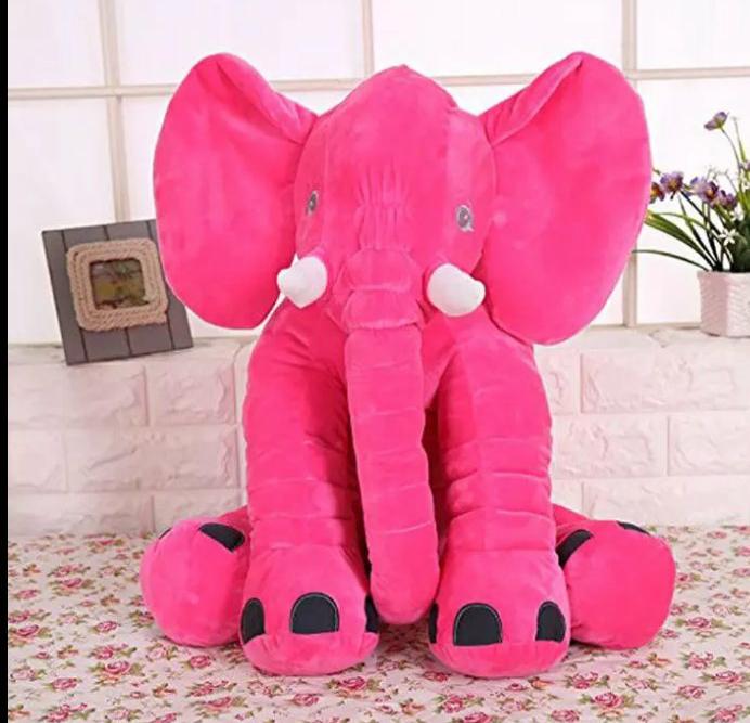 Elephant Soft Plush Stuffed Waist Pillow for Babies - Fuschia Pink