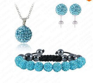 Shamballa Bracelet, Necklace and Earring Set