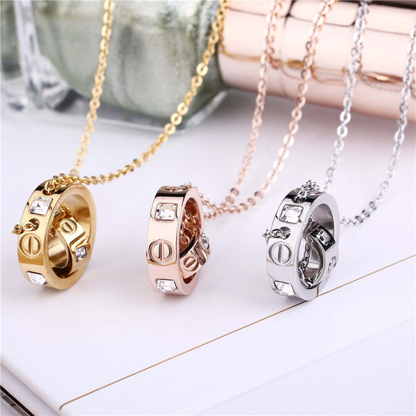 Stainless Steel 18K Gold Plated Pendant/Chain - Rose Gold Plated