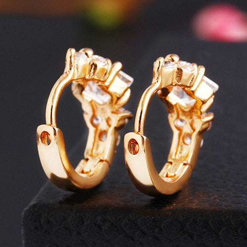 9K Gold Plated Zircon Hoop Earrings