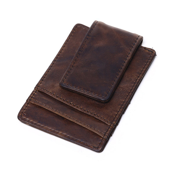 Genuine Leather Vintage Money Clip Wallet