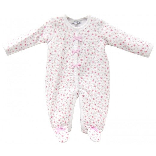 COTTON QUILTED SLEEPSUIT 'FLOWER/BOW'