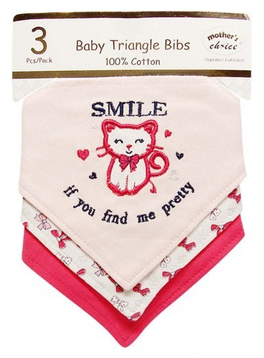 3 PACK TRIANGLE BIBS SMILE
