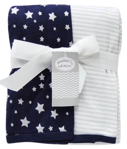 100% COTTON KNITTED 2 PACK WRAP - STARS